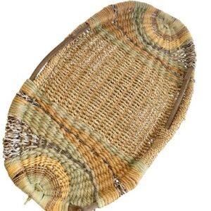 Artisan made,  large, flat basket, crafted from all natural materials, beautiful